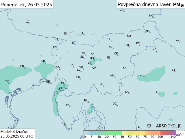 Napoved PM10 za jutri